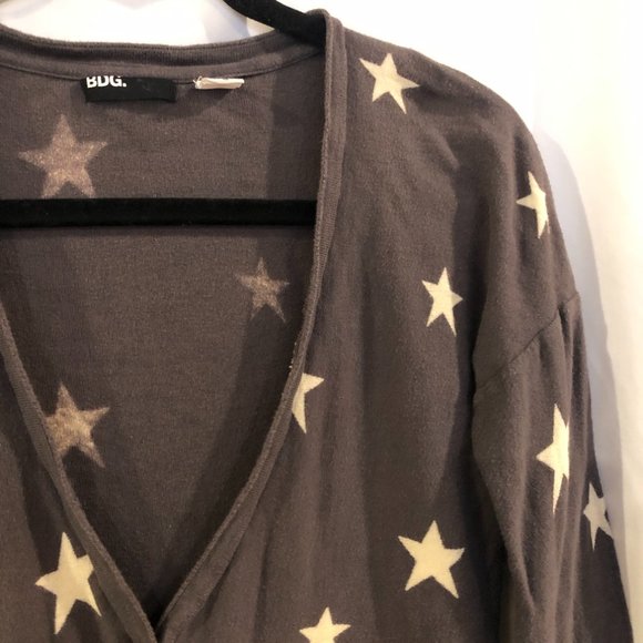 BDG Gray Cardigan w/ Star Pattern - Picture 2 of 5